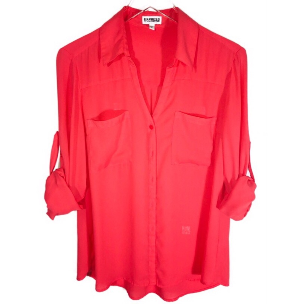 [Express] Portofino Rolled Sleeve Career Blouse